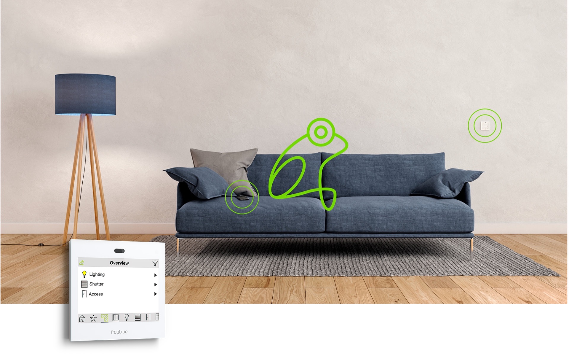 frogblue touch panel mounted on the wall like a smartphone