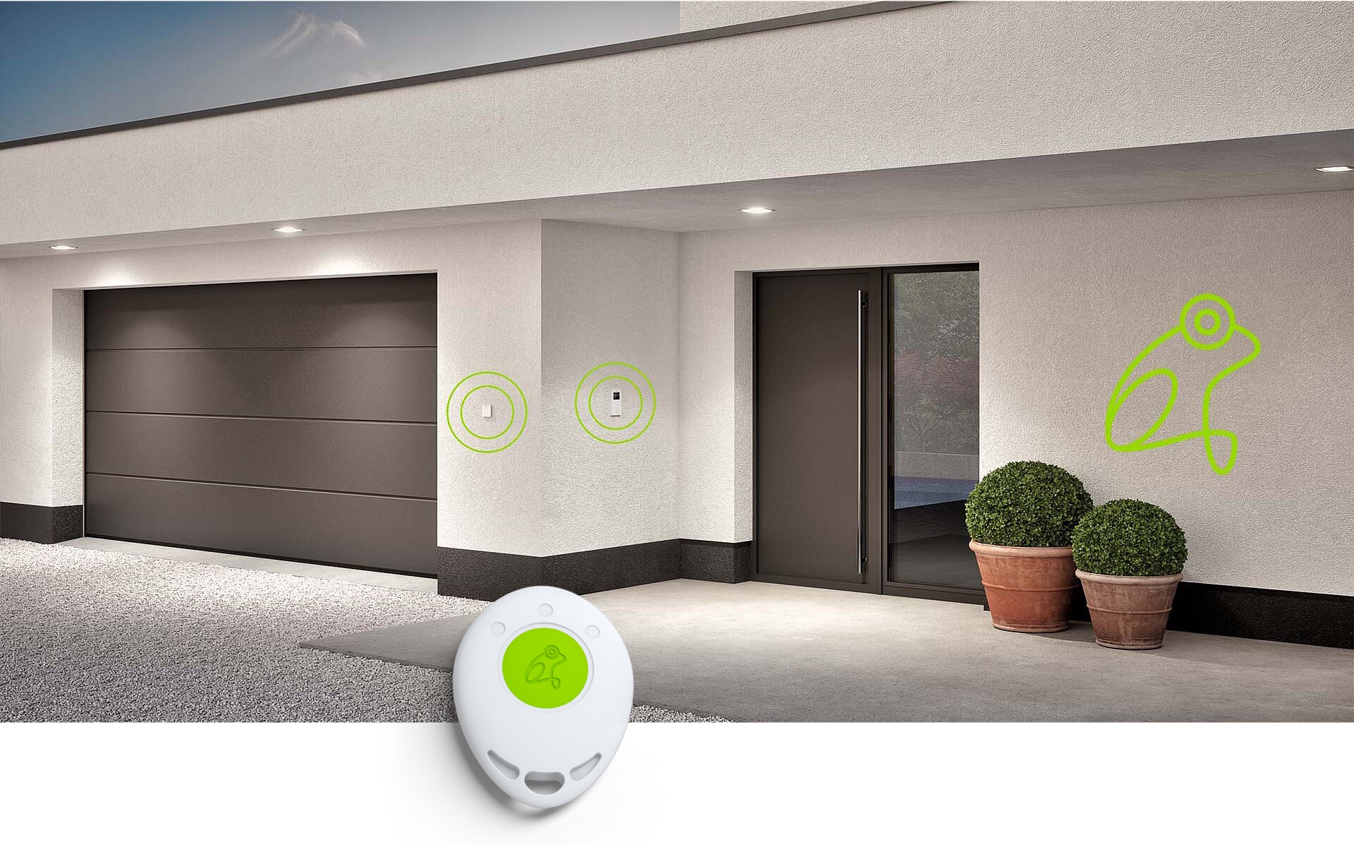 frogKey transponder controlling entrance door and lighting